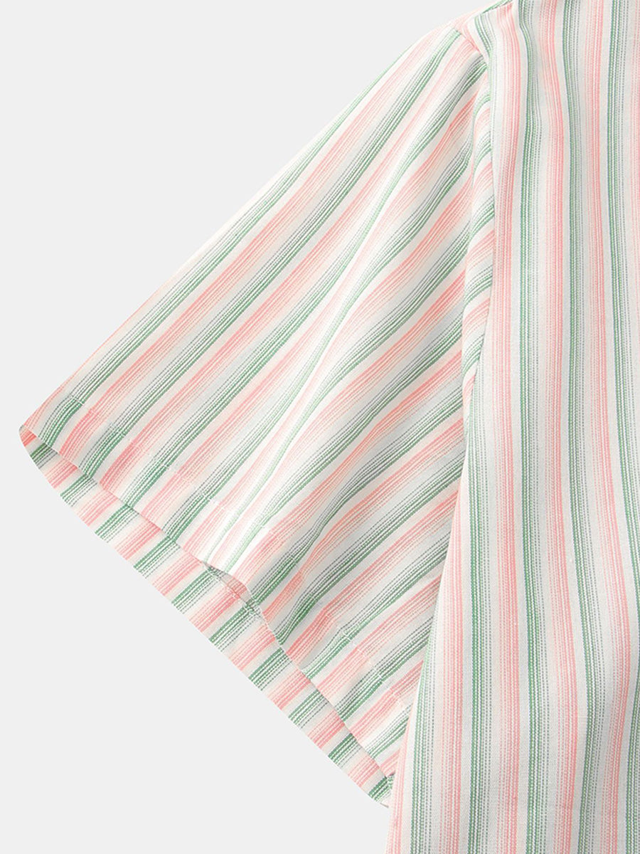 Chemise à manches courtes à imprimé vertical pour homme