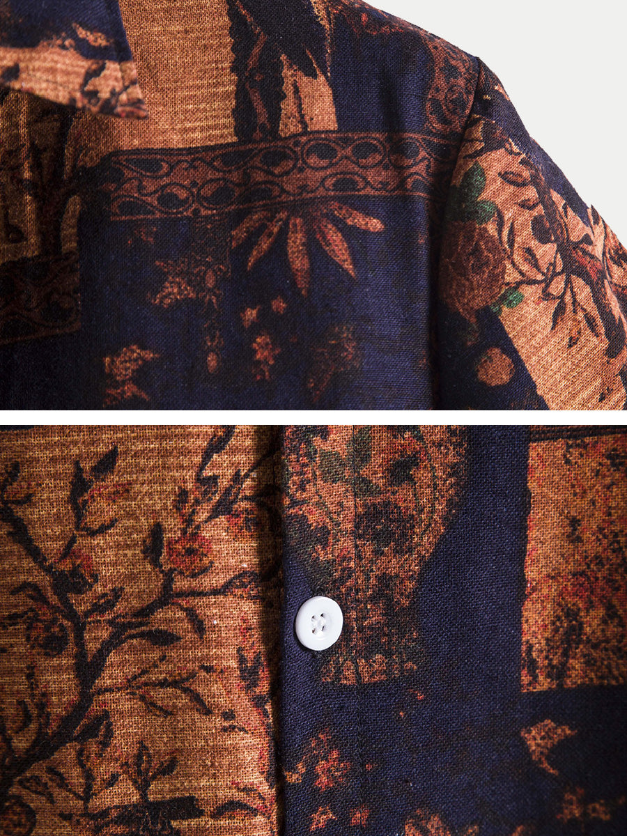 Men's Floral square short sleeve shirt