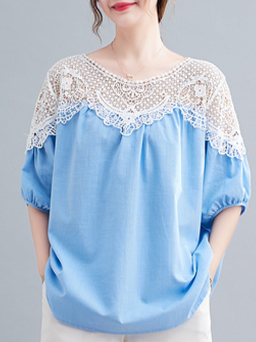 Lace patchwork shirt
