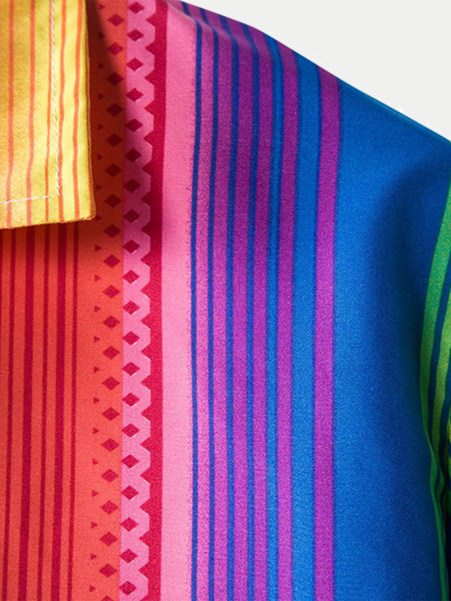 Chemise à manches courtes à imprimé vertical pour homme