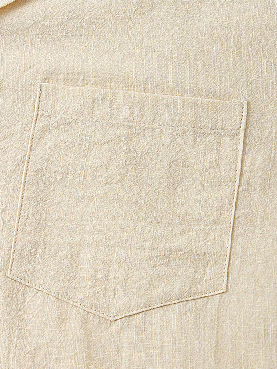 Chemise à manches courtes en coton uni pour hommes