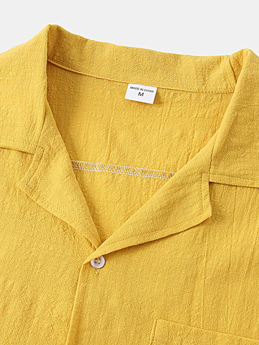 Set camicia e pantaloncini casual solidi da uomo