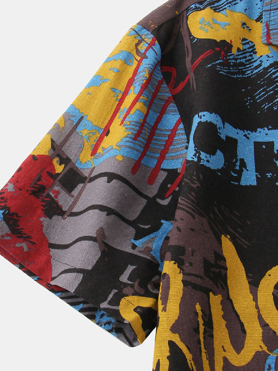 Men's Graffiti Print short sleeve shirt