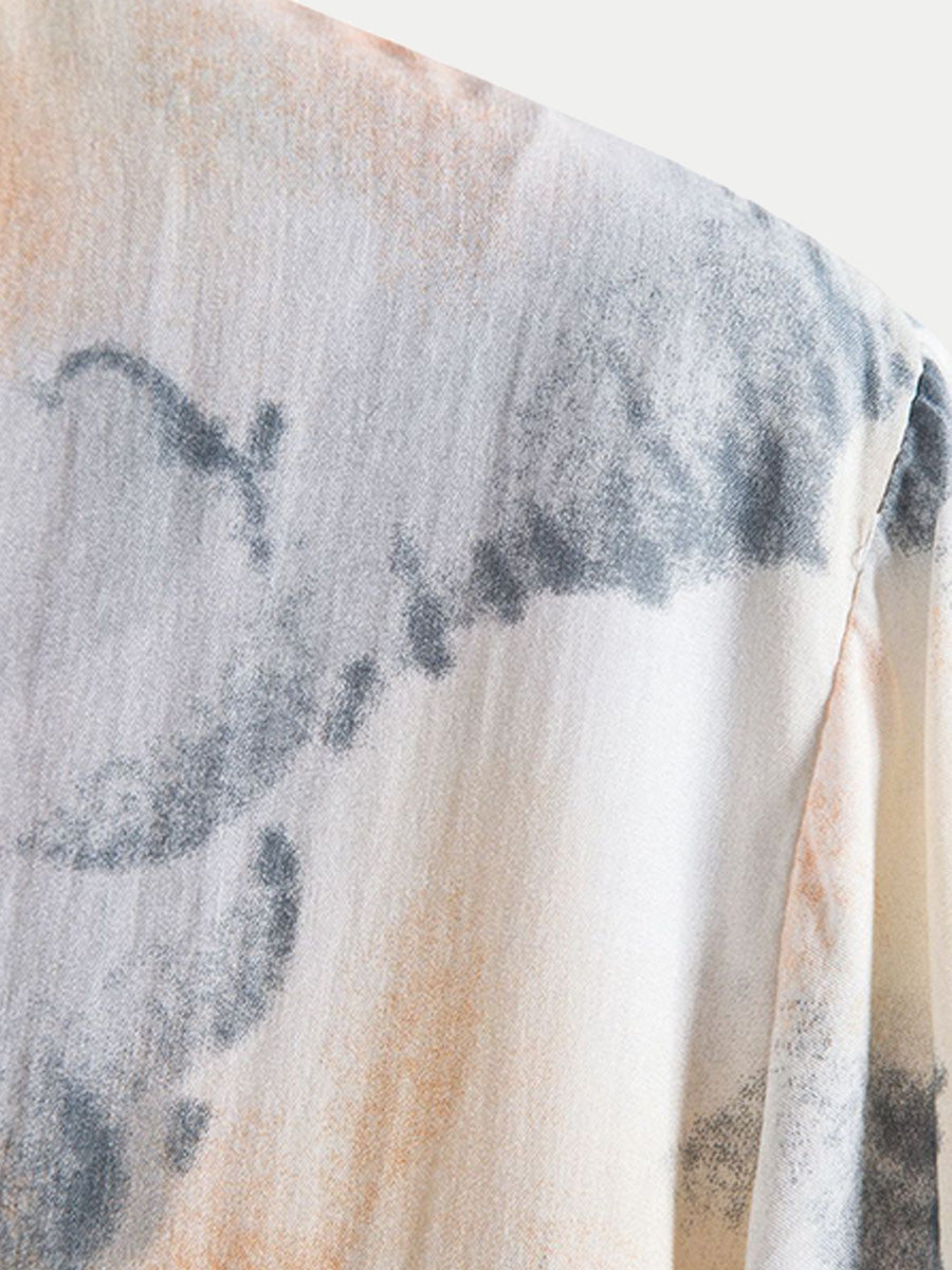 Camicia a maniche corte con stampa casual da uomo