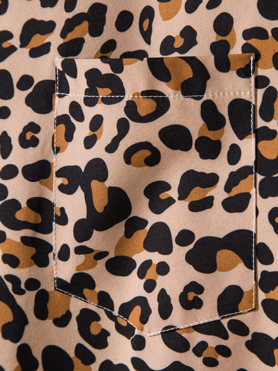 Chemise à manches courtes imprimé léopard pour homme