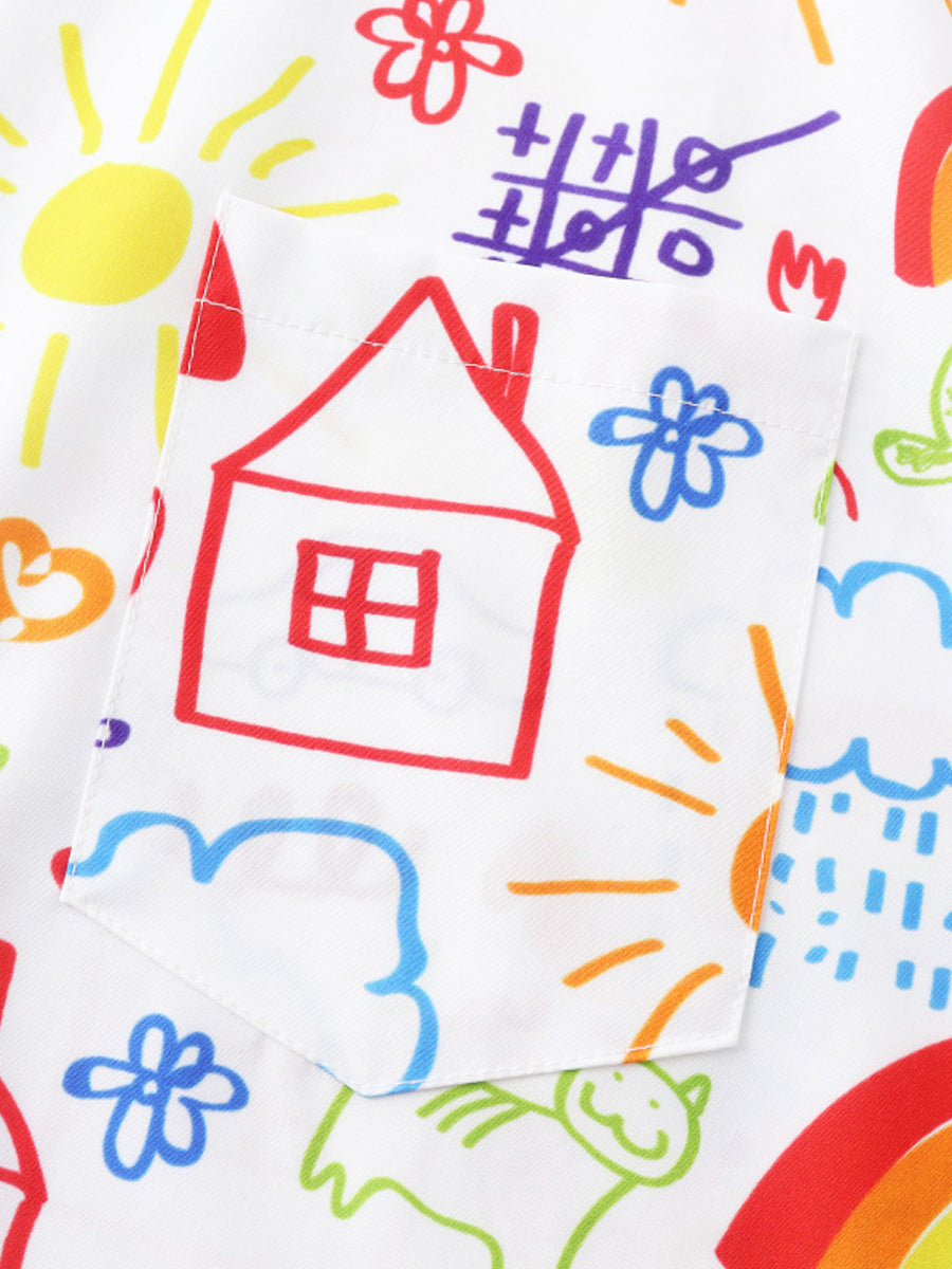 Chemise à manches courtes graffiti arc-en-ciel pour homme