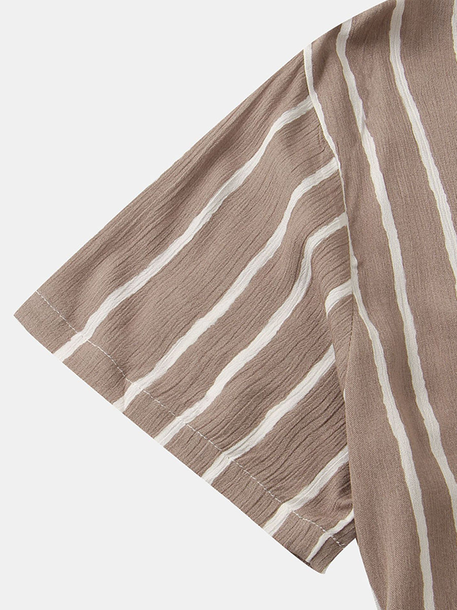 Chemise à manches courtes à imprimé vertical pour homme