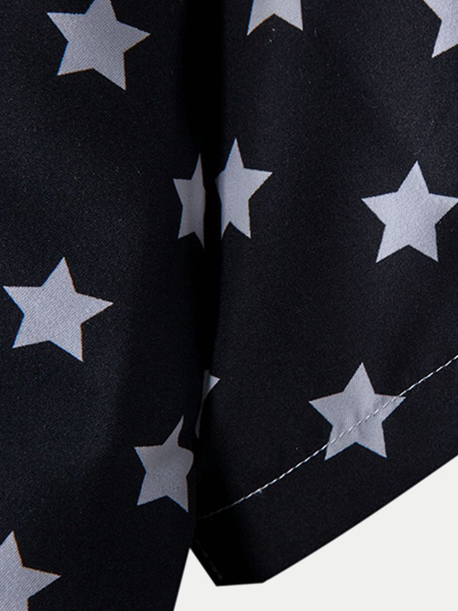 Camicia da uomo a maniche corte con stampa stelle