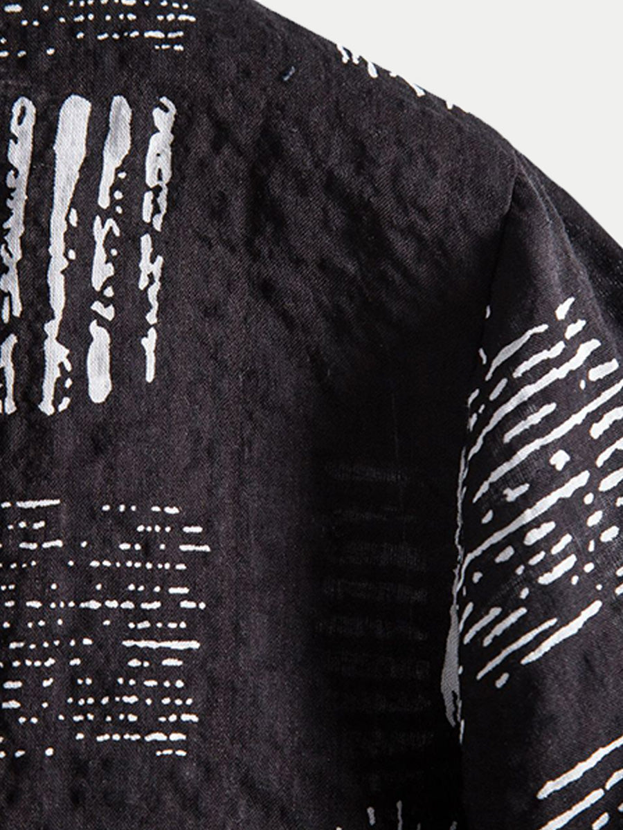 Camicia a maniche corte con stampa casual da uomo