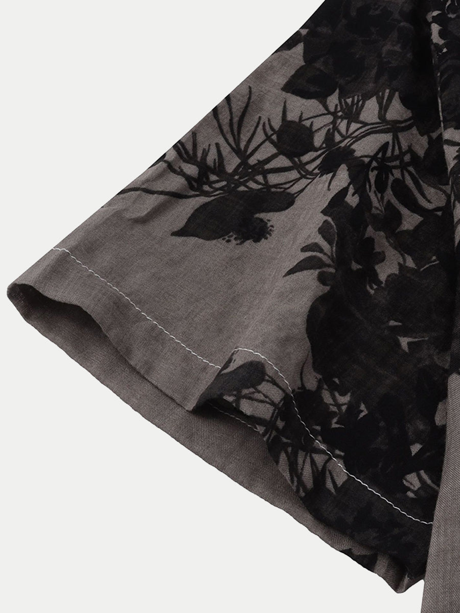 Camicia da uomo a maniche corte con stampa floreale