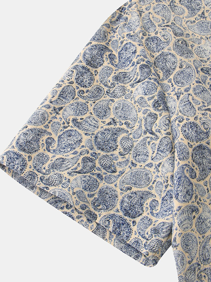 Camicia da uomo a maniche corte con stampa hawaiana
