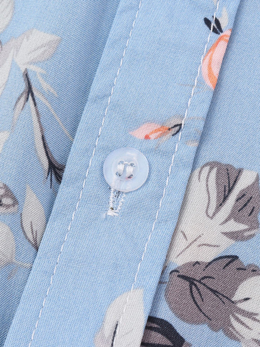 Camicia da uomo a maniche corte con stampa floreale