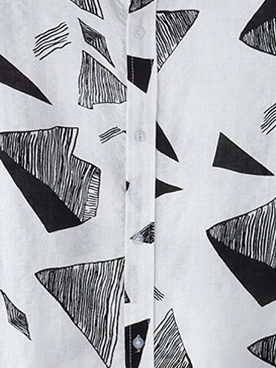 Camicia a maniche corte con stampa casual da uomo