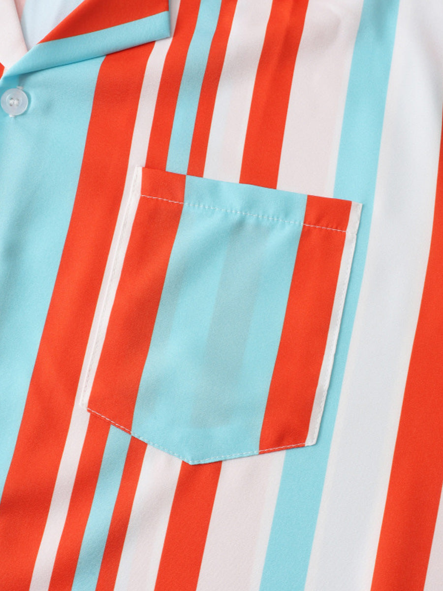 Chemise à manches courtes à imprimé vertical pour homme