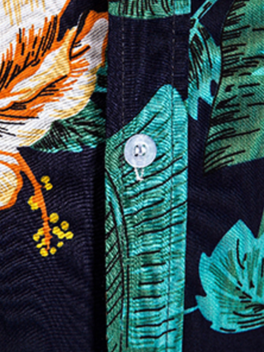 Camicia da uomo a maniche corte con stampa hawaiana