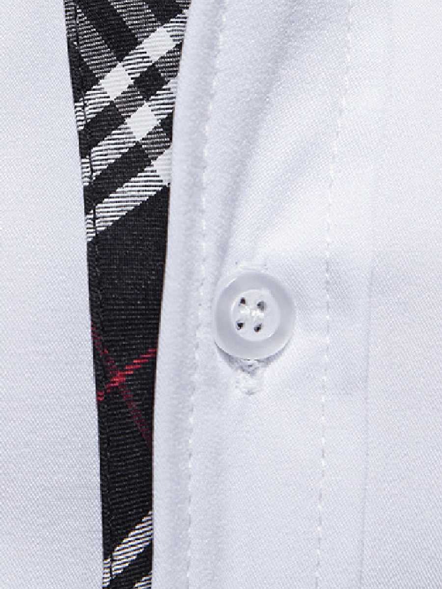 Chemise manches longues patchwork à carreaux pour homme
