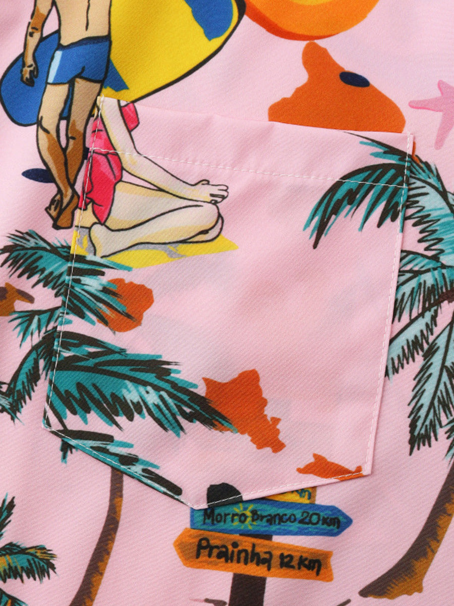 Chemise à manches courtes imprimé plage pour homme
