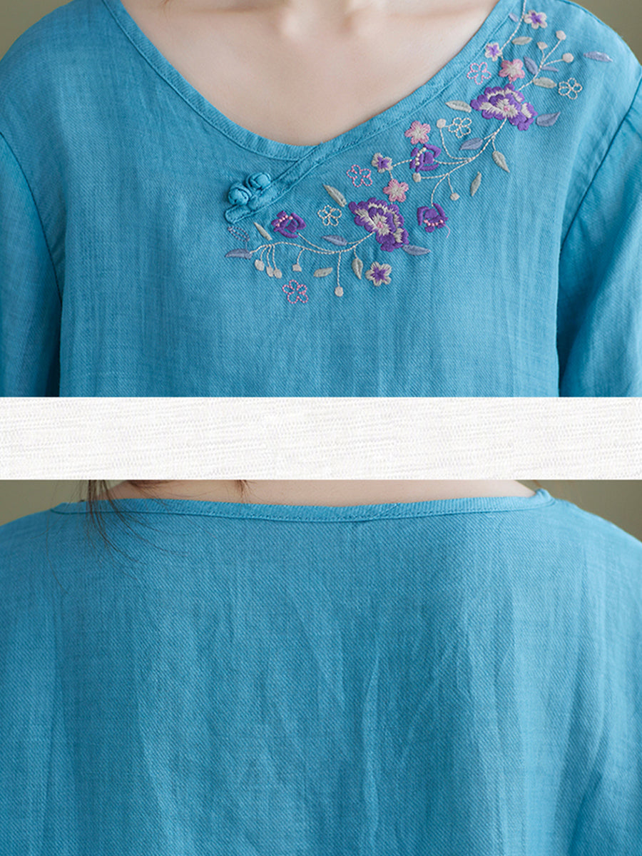 Button embroidered shirt