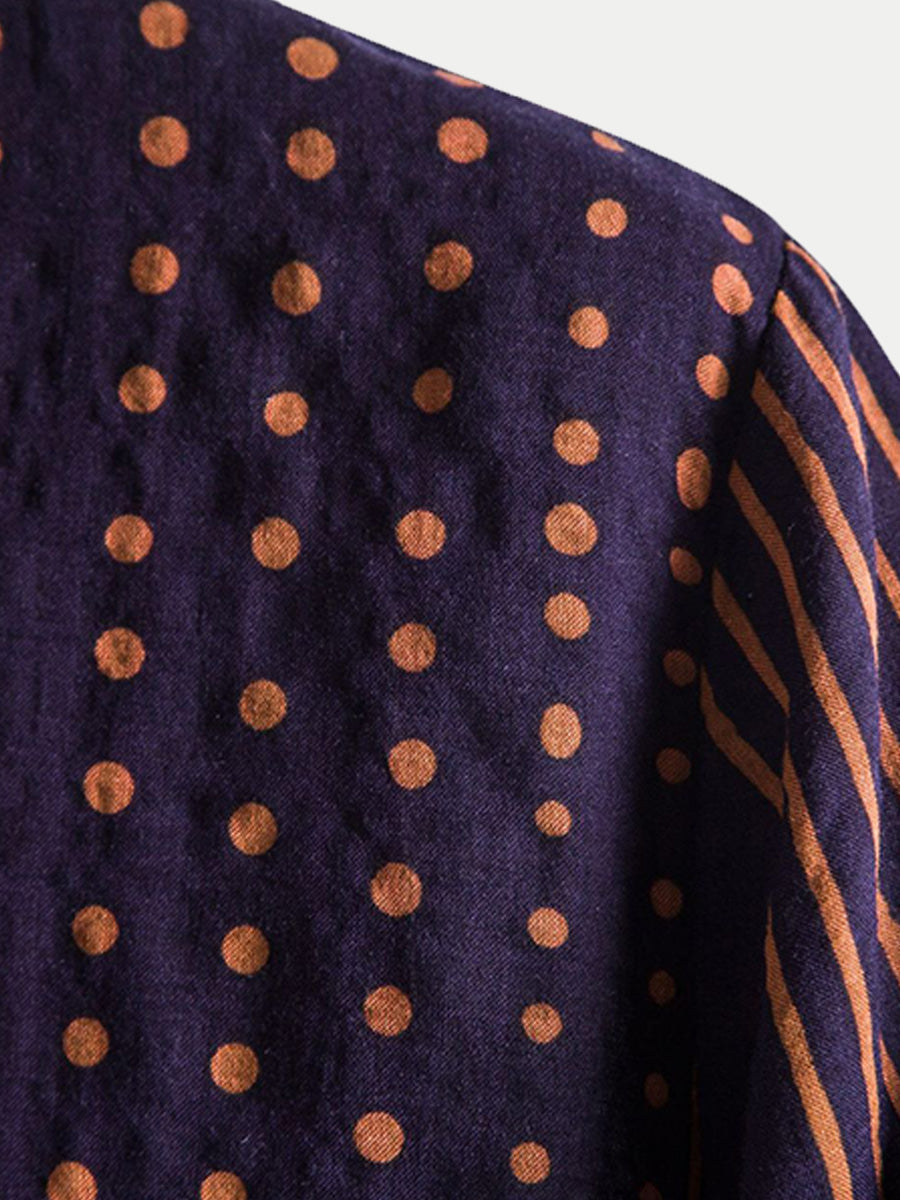 Camicia da uomo a maniche corte con stampa a pois