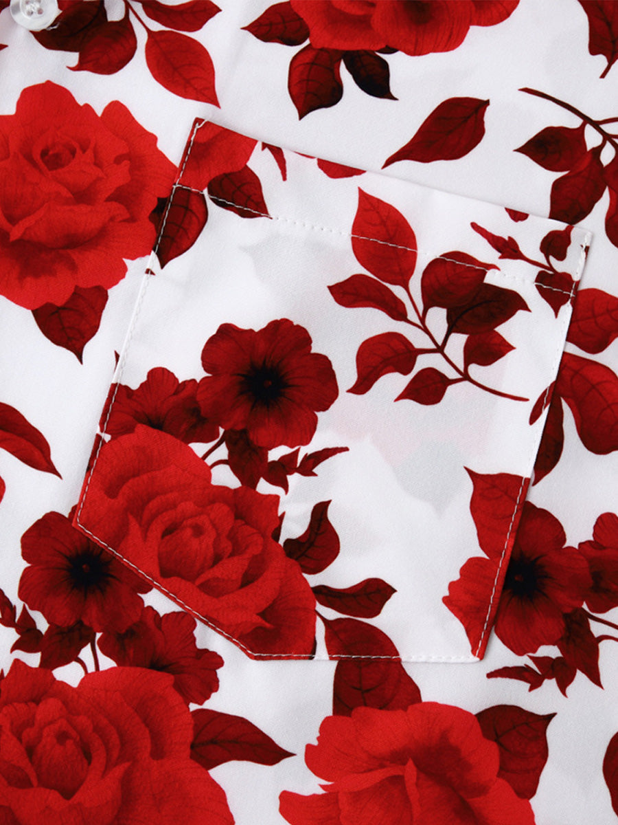 Chemise à manches courtes à imprimé floral pour hommes
