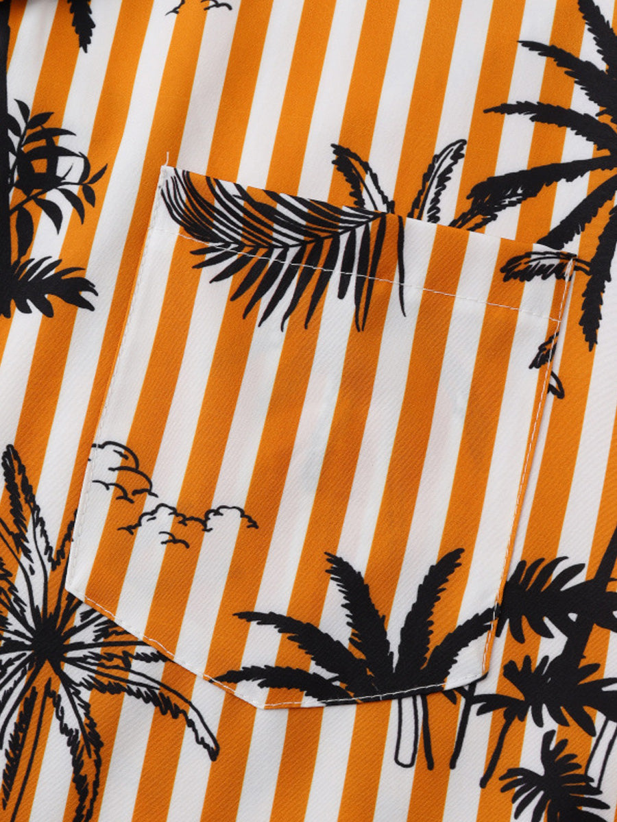Chemise à manches courtes à imprimé de vacances pour hommes