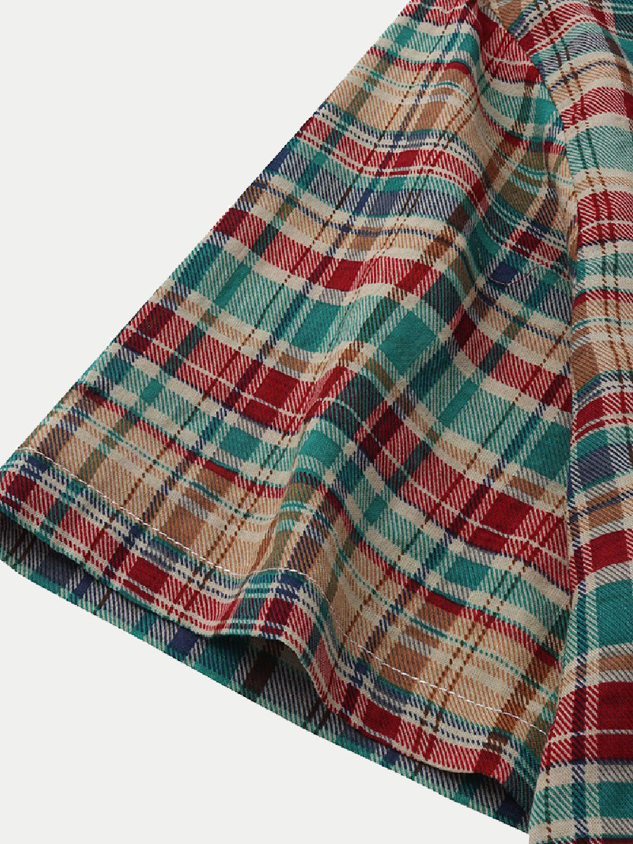 Men's Checkered Print short sleeve shirt