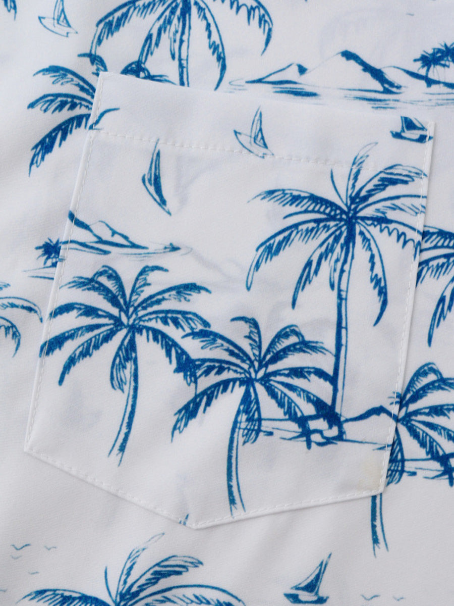 Camicia da uomo a maniche corte con stampa hawaiana