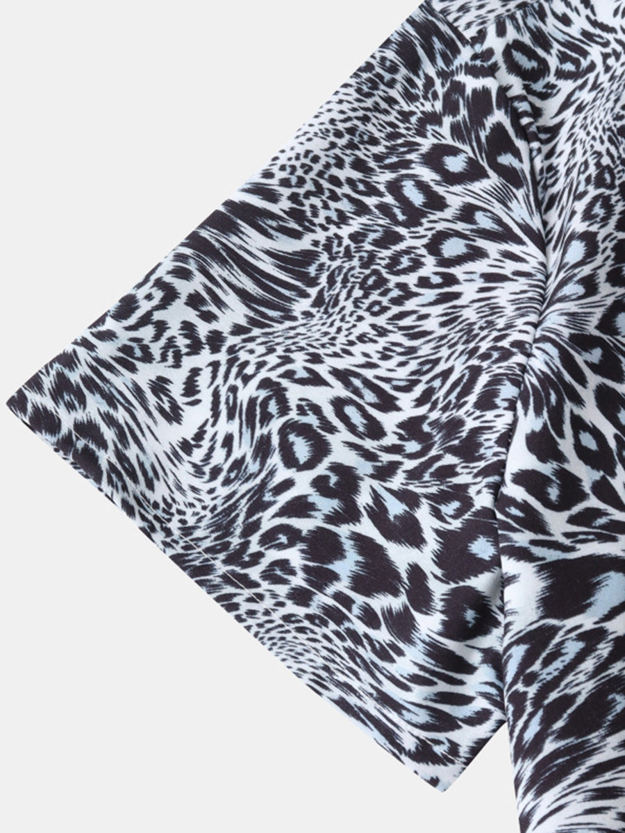 Chemise à manches courtes imprimé léopard pour homme