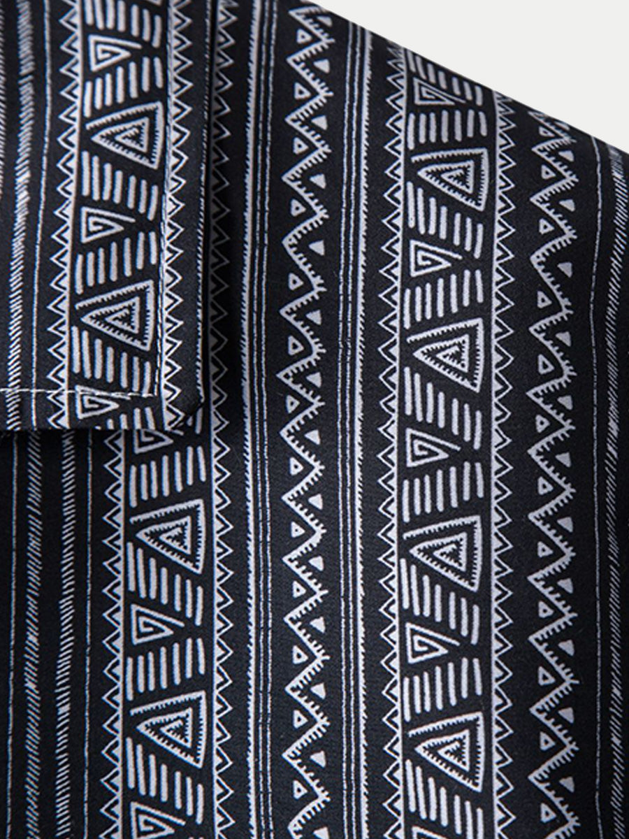 Chemise à manches courtes à imprimé vertical pour homme