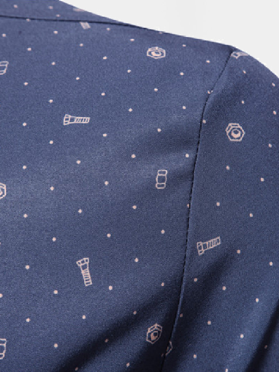 Chemise homme manches courtes imprimé vis