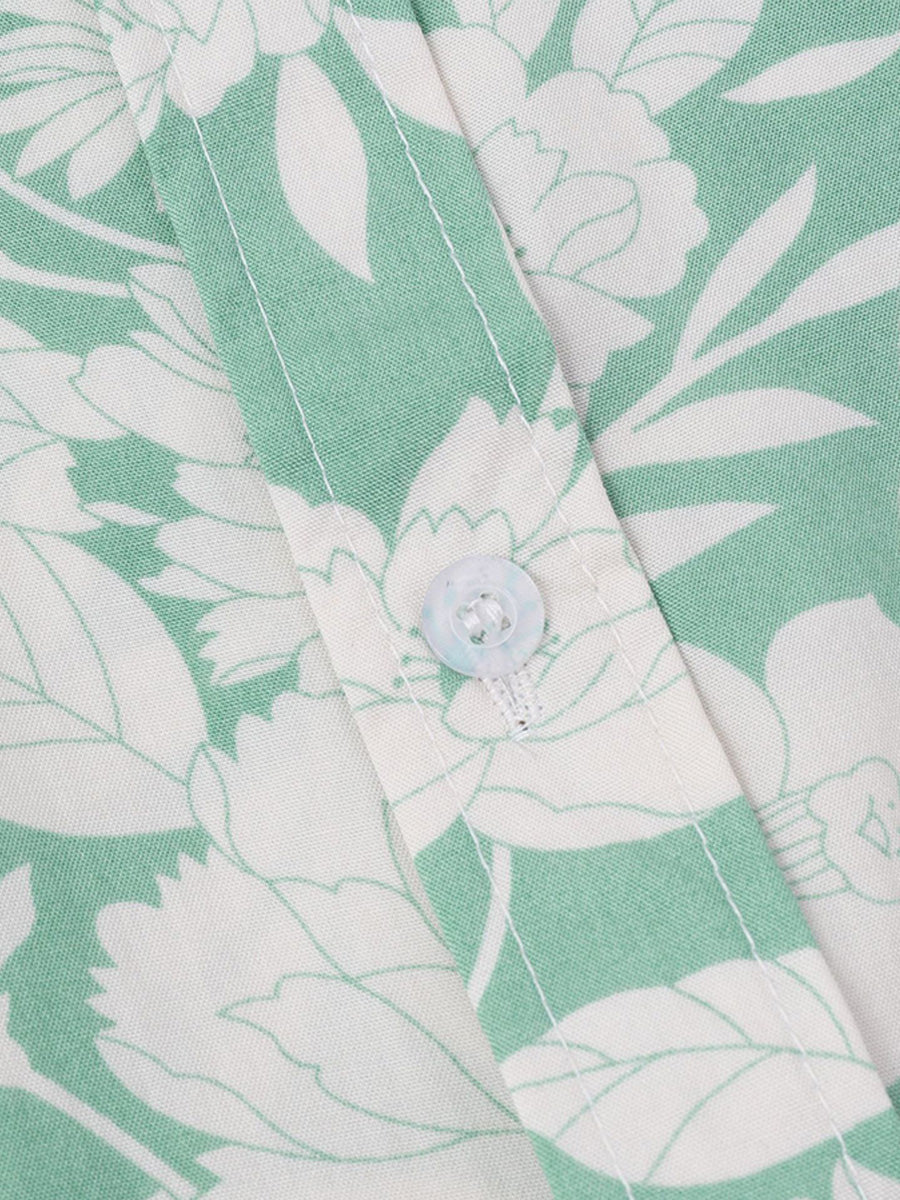 Camicia da uomo a maniche corte con stampa floreale