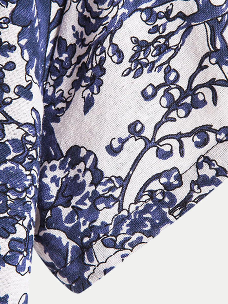 Chemise homme manches courtes imprimé branches