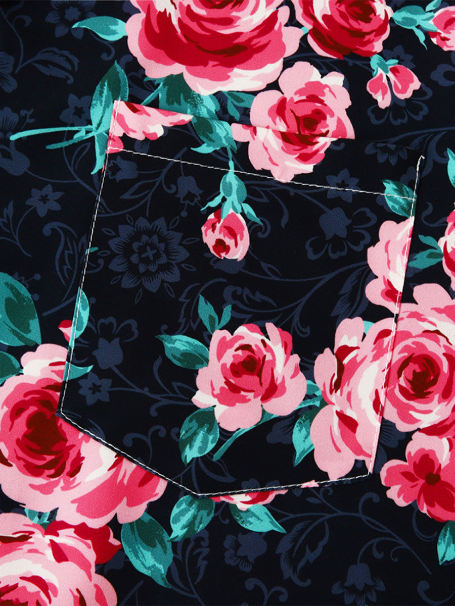 Chemise à manches courtes à imprimé floral pour hommes