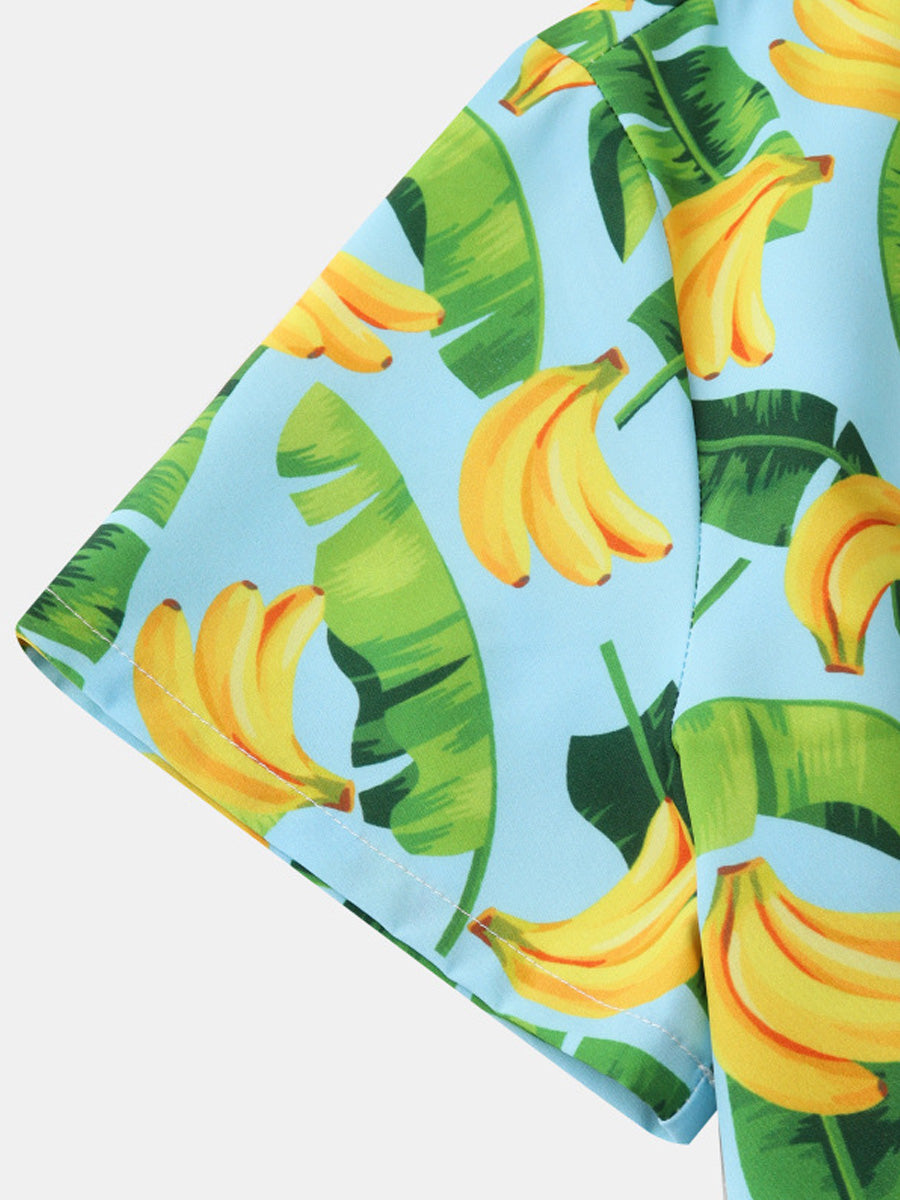 Camicia da uomo a maniche corte con stampa di frutta