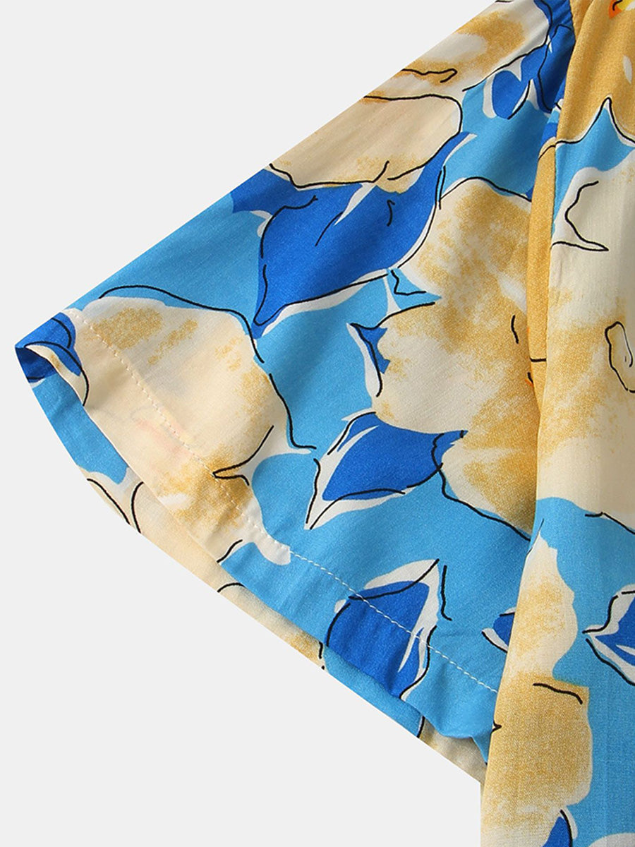 Camicia da uomo a maniche corte con stampa floreale