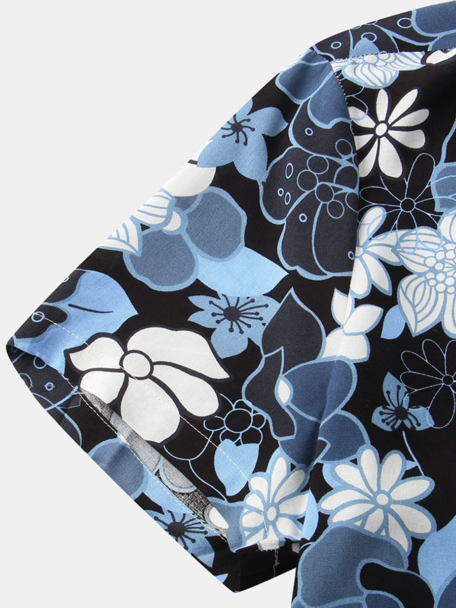 Chemise à manches courtes à fleurs pour hommes