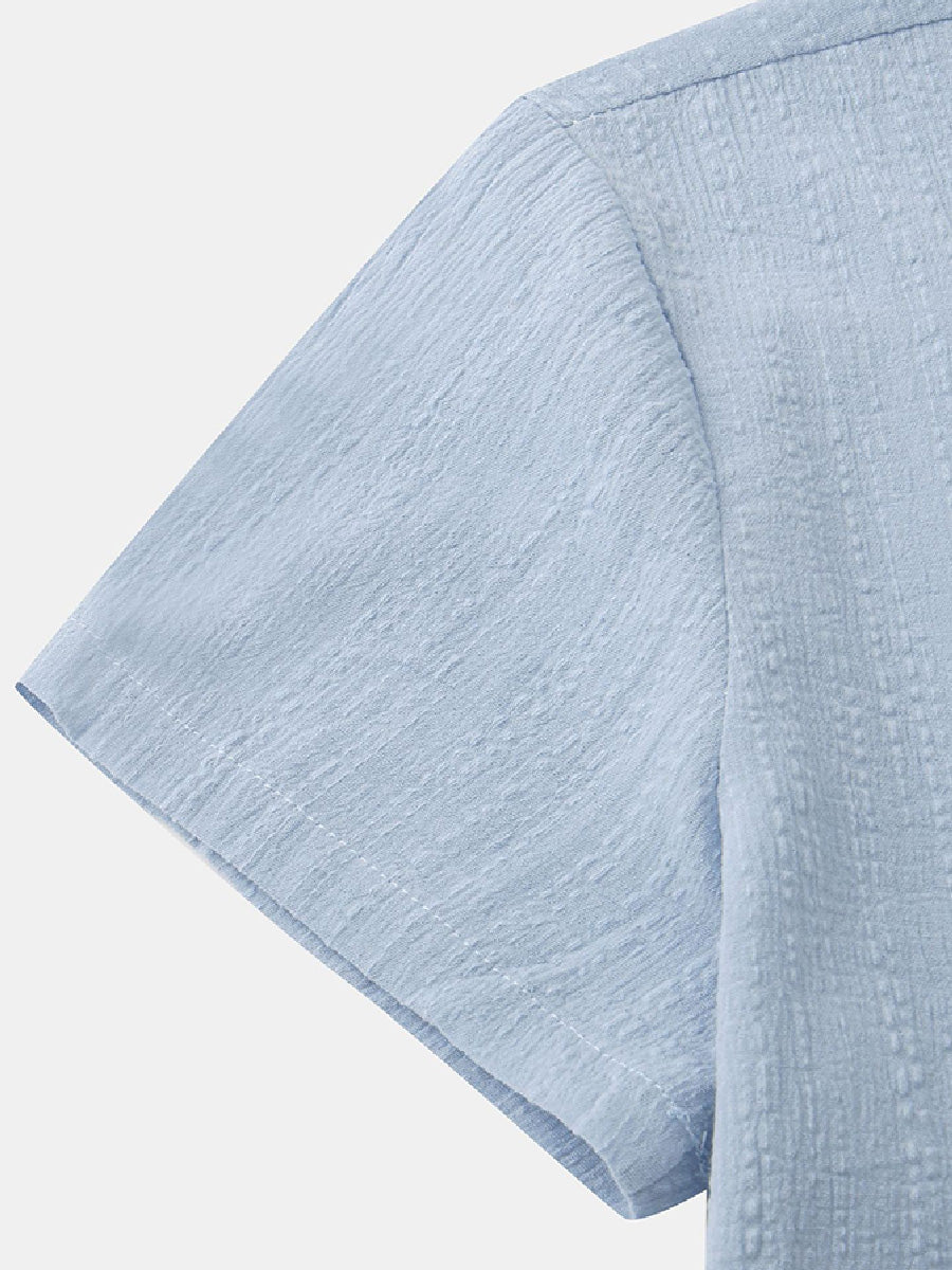 Men's  Solid casual short sleeve shirt