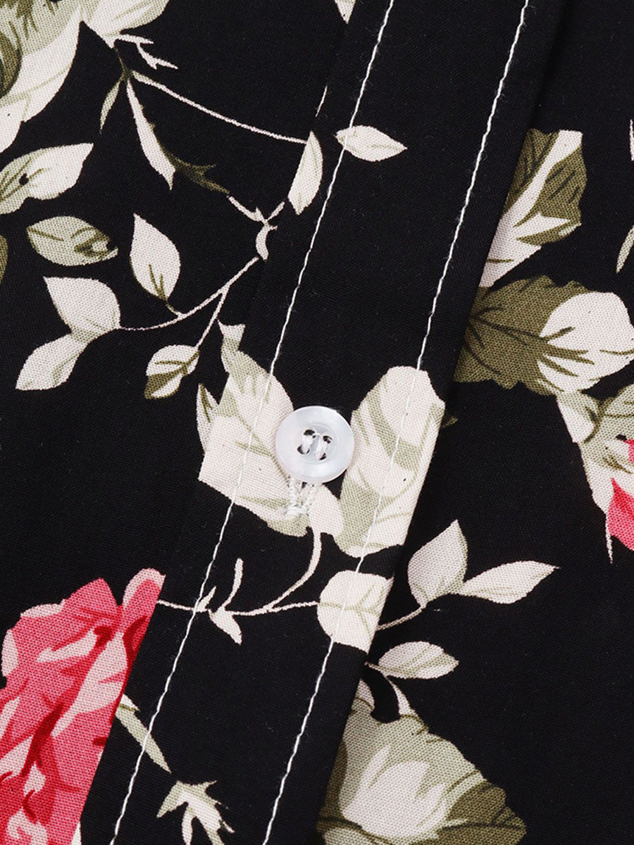 Camicia da uomo a maniche corte con stampa floreale