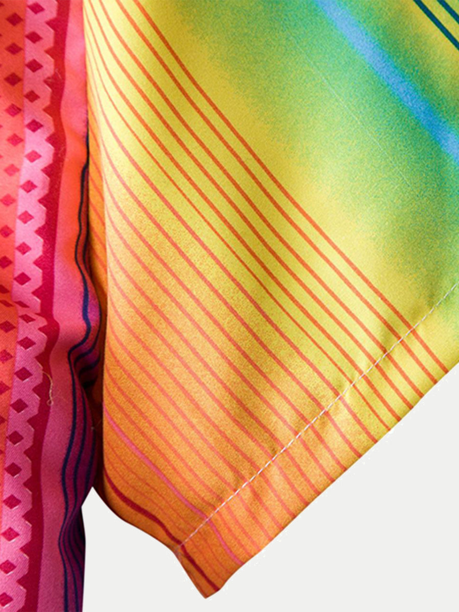 Chemise à manches courtes à imprimé vertical pour homme