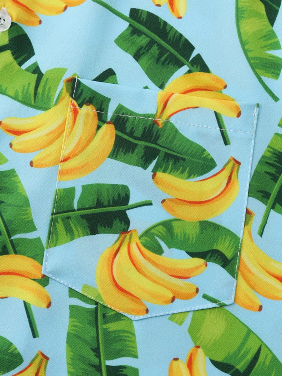 Camicia da uomo a maniche corte con stampa di frutta