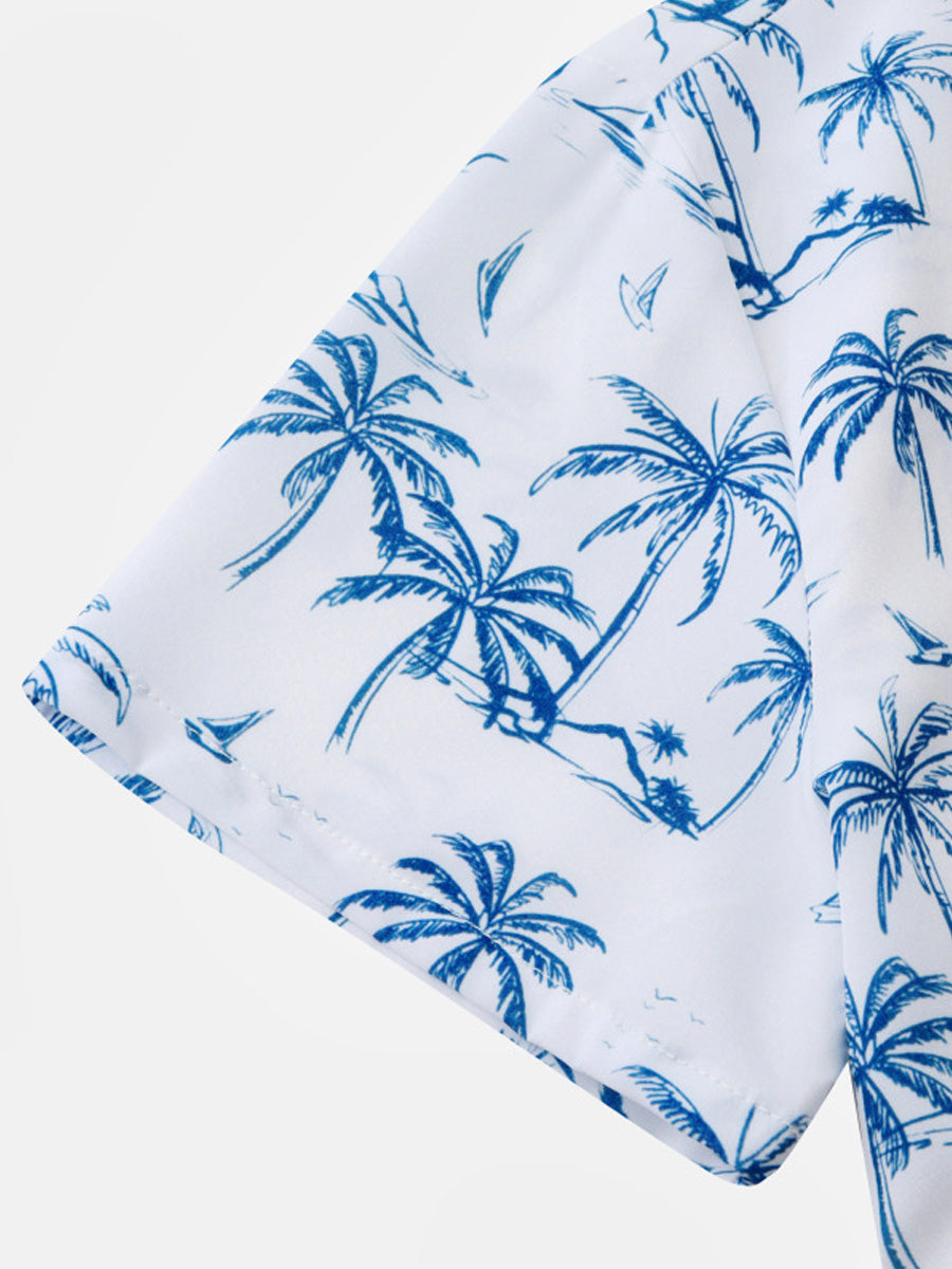 Camicia da uomo a maniche corte con stampa hawaiana
