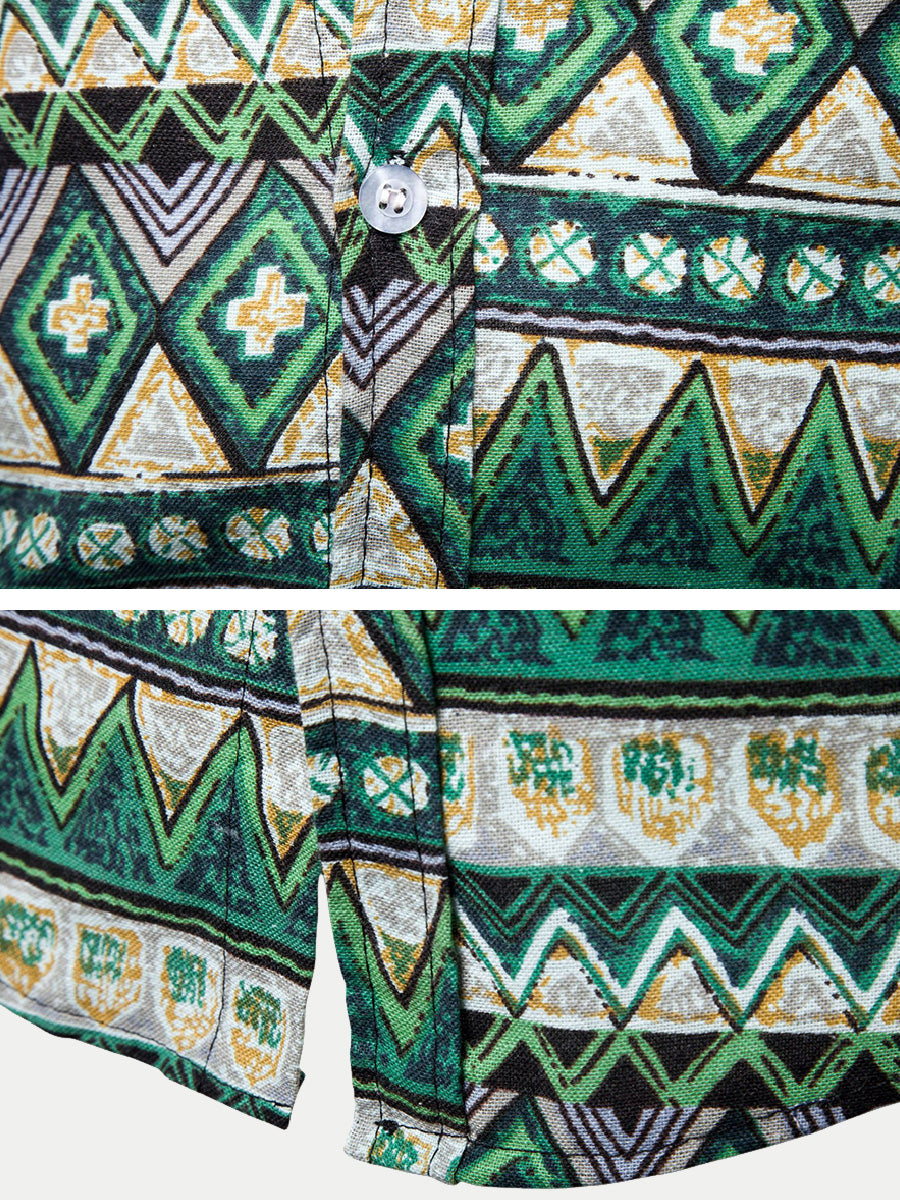 Men's Ethnic style floral short sleeve shirt