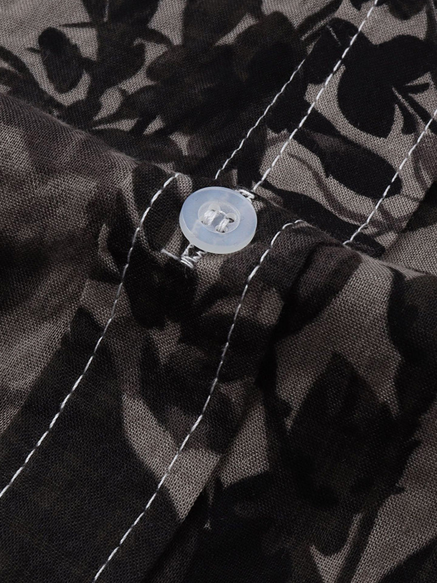 Camicia da uomo a maniche corte con stampa floreale