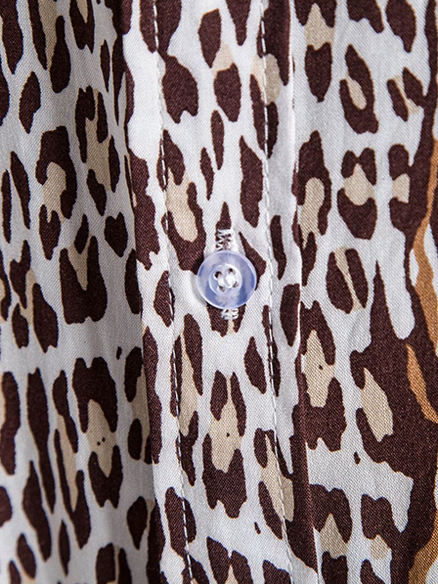 Chemise à manches courtes imprimé léopard pour homme