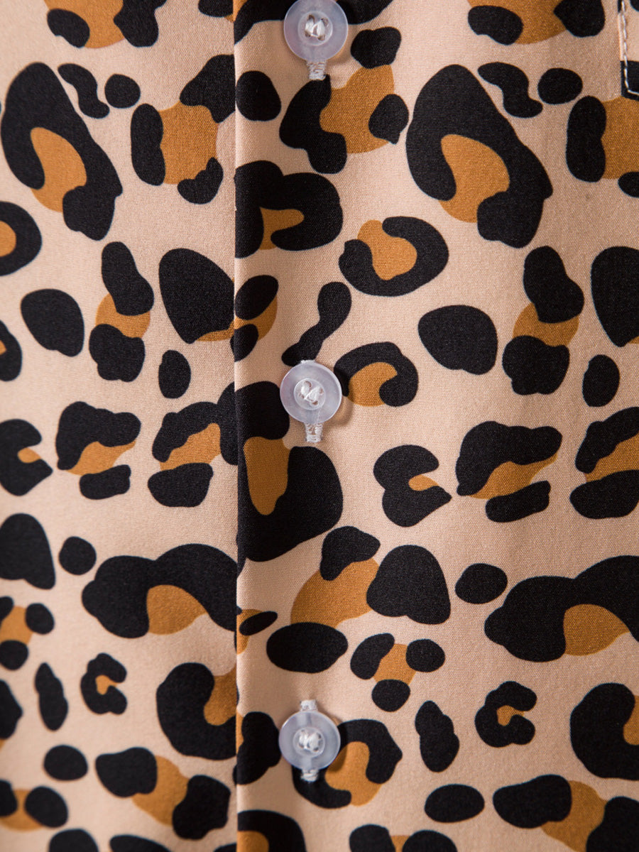Chemise à manches courtes imprimé léopard pour homme