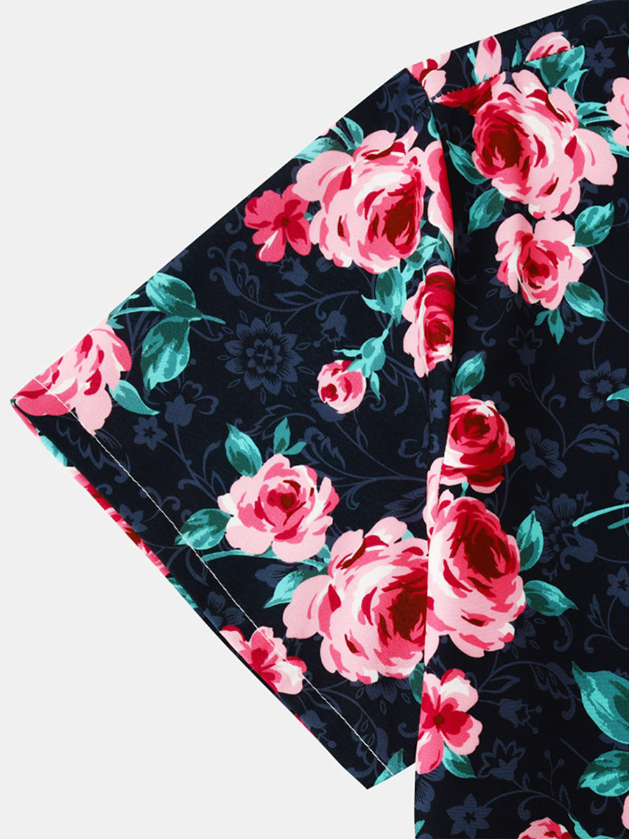 Chemise à manches courtes à imprimé floral pour hommes