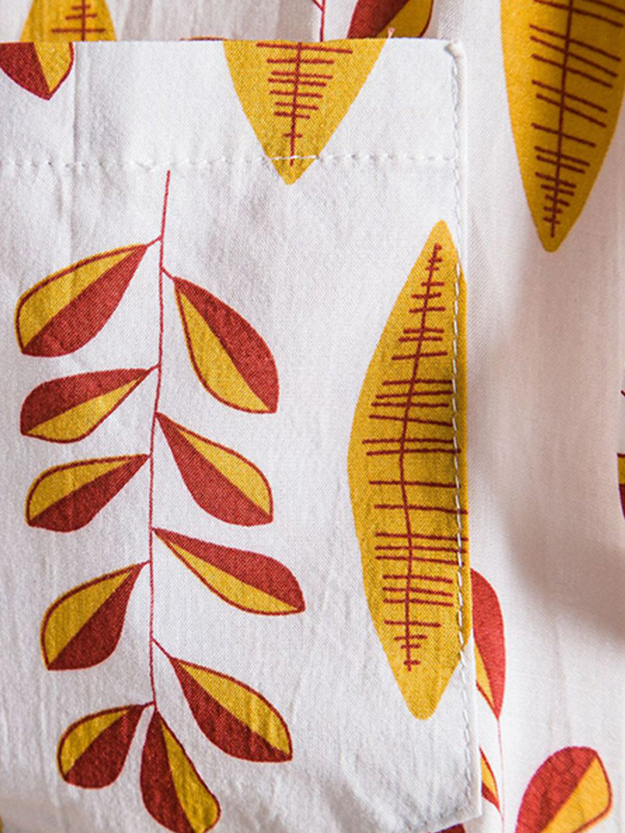 Chemise à manches courtes à imprimé feuilles pour homme