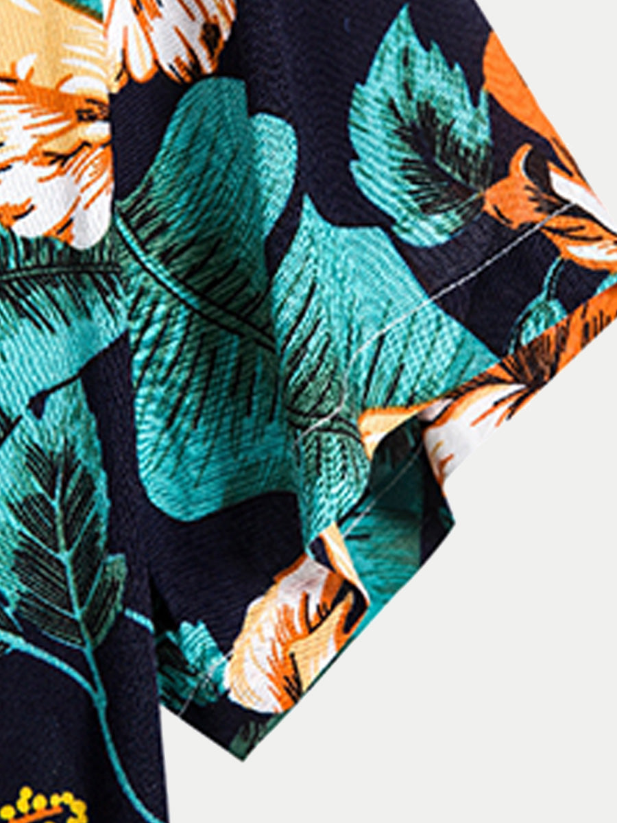 Camicia da uomo a maniche corte con stampa hawaiana