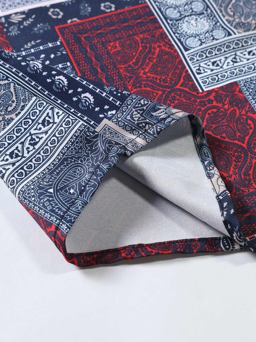Men's Patchwork Print short sleeve shirt
