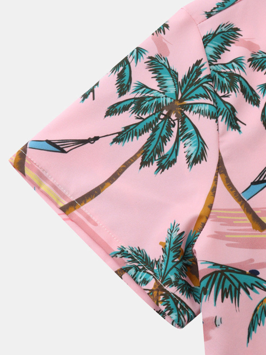 Chemise à manches courtes imprimé plage pour homme